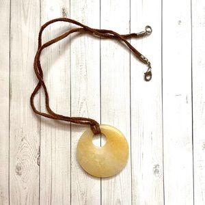 Leather/stone necklace